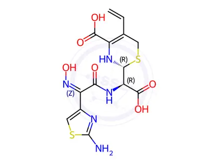 Chemical structure of (αR,2R)-α-[[(2Z)-2-(2-Amino-4-thiazolyl)-2-(hydroxyimino)acetyl]amino]-4-carboxy-5-ethenyl-3,6-dihydro-2H-1,3-thiazine-2-acetic AcidDISCONTINUED