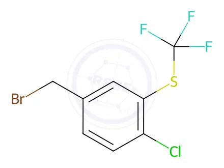 Chemical structure of (5-(Bromomethyl)-2-chlorophenyl)(trifluoromethyl)sulfane