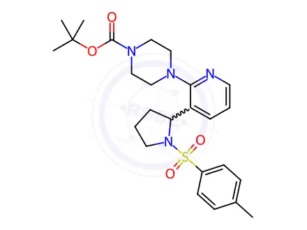 Chemical structure of Tert-butyl 4-(3-(1-tosylpyrrolidin-2-yl)pyridin-2-yl)piperazine-1-carboxylate