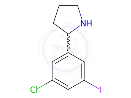 Chemical structure of Pyrrolidine, 2-(3-chloro-5-iodophenyl)-