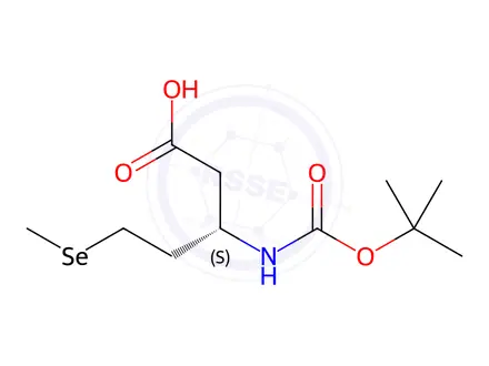 Chemical structure of Pentanoic acid, 3-[[(1,1-dimethylethoxy)carbonyl]amino]-5-(methylseleno)-, (3S)-