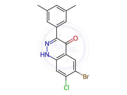Chemical structure of 6-Bromo-7-chloro-3-(3,5-dimethylphenyl)cinnolin-4-ol