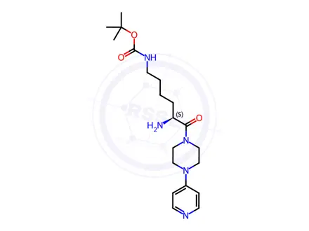 Chemical structure of (S)-tert-butyl (5-amino-6-oxo-6-(4-(pyridin-4-yl)piperazin-1-yl)hexyl)carbamate