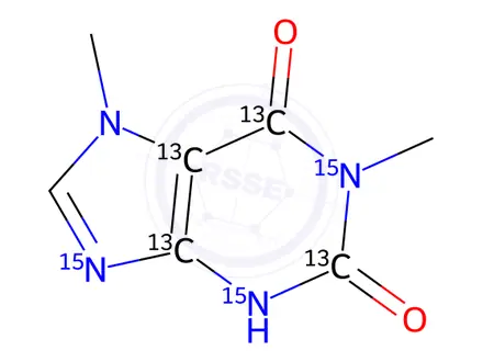 Chemical structure of Xanthine Impurity 42-13C4,15N3