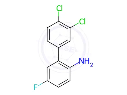 Chemical structure of 3',4'-Dichloro-5-fluoro-[1,1'-biphenyl]-2-amine