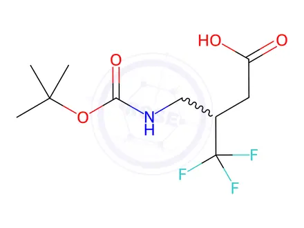 Chemical structure of Butanoic acid, 3-[[[(1,1-dimethylethoxy)carbonyl]amino]methyl]-4,4,4-trifluoro-