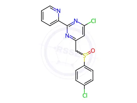 Chemical structure of 4-Chloro-6-(((4-chlorophenyl)sulfinyl)methyl)-2-(pyridin-2-yl)pyrimidine