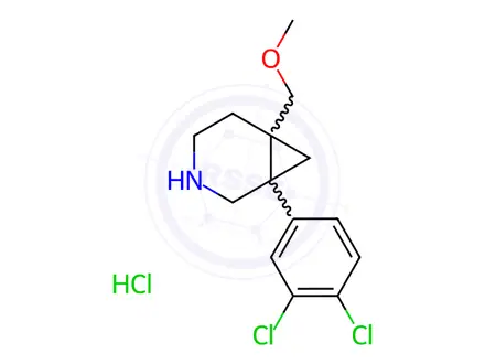 Chemical structure of 1-(3,4-dichlorophenyl)-6-(methoxymethyl)-3-azabicyclo[4.1.0]heptane hydrochloride