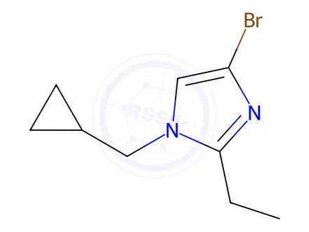 Chemical structure of 4-bromo-1-(cyclopropylmethyl)-2-ethyl-1H-imidazole