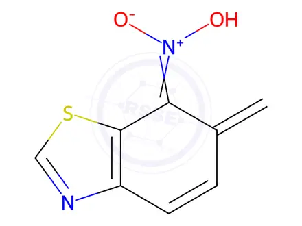Chemical structure of Benzothiazole, 6,7-dihydro-6-methylene-7-aci-nitro-(9CI)