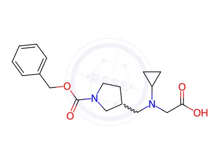 Chemical structure of 2-(((1-((Benzyloxy)carbonyl)pyrrolidin-3-yl)methyl)(cyclopropyl)amino)acetic acid