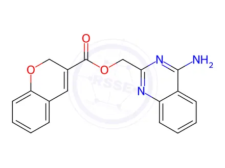 Chemical structure of (4-Aminoquinazolin-2-yl)methyl 2H-chromene-3-carboxylate