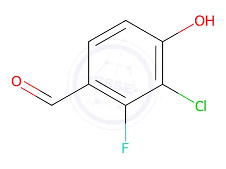 Chemical structure of Benzaldehyde, 3-chloro-2-fluoro-4-hydroxy-