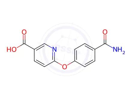 Chemical structure of 6-(4-Carbamoyl-phenoxy)-nicotinic acid