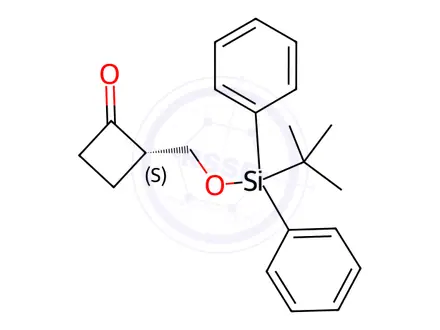 Chemical structure of (S)-2-(((tert-butyldiphenylsilyl)oxy)methyl)cyclobutan-1-one