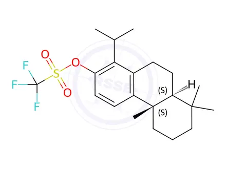 Chemical structure of Methanesulfonic acid, trifluoro-, (4bS,8aS)-4b,5,6,7,8,8a,9,10-octahydro-4b,8,8-trimethyl-1-(1-methylethyl)-2-phenanthrenyl ester