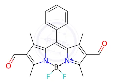 Chemical structure of (T-4)-Difluoro[5-[(4-formyl-3,5-dimethyl-2H-pyrrol-2-ylidene-κN)phenylmethyl]-2,4-dimethyl-1H-pyrrole-3-carboxaldehydato-κN1]boron