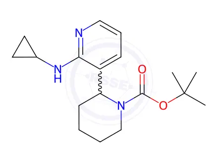 Chemical structure of tert-Butyl 2-(2-(cyclopropylamino)pyridin-3-yl)piperidine-1-carboxylate