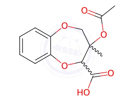 Chemical structure of 2H-1,5-Benzodioxepin-2-carboxylic acid, 3,4-dihydro-3-hydroxy-3-methyl-, acetate (8CI)