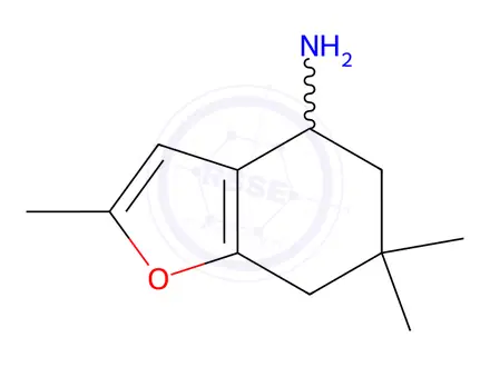 Chemical structure of 2,6,6-trimethyl-4,5,6,7-tetrahydro-1-benzofuran-4-amine