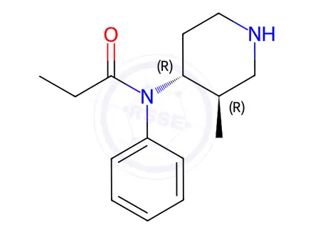 Chemical structure of (-trans-3-methyl Norfentanyl