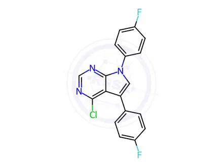 Chemical structure of 4-Chloro-5,7-bis(4-fluorophenyl)-7H-pyrrolo[2,3-d]pyrimidine