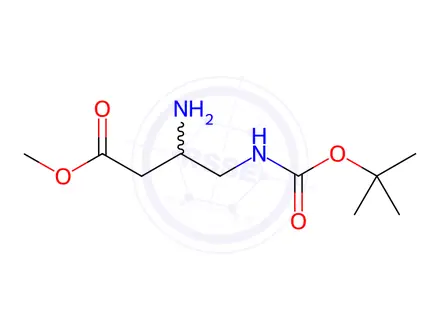 Chemical structure of Butanoic acid, 3-amino-4-[[(1,1-dimethylethoxy)carbonyl]amino]-, methyl ester