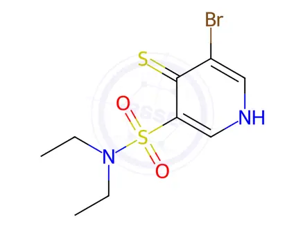 Chemical structure of 5-Bromo-N,N-diethyl-4-mercaptopyridine-3-sulfonamide