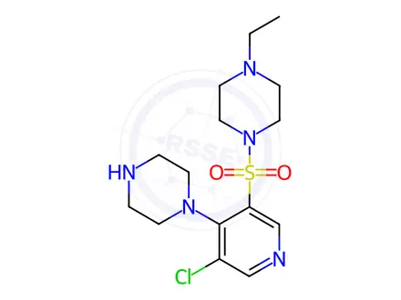 Chemical structure of 1-((5-Chloro-4-(piperazin-1-yl)pyridin-3-yl)sulfonyl)-4-ethylpiperazine