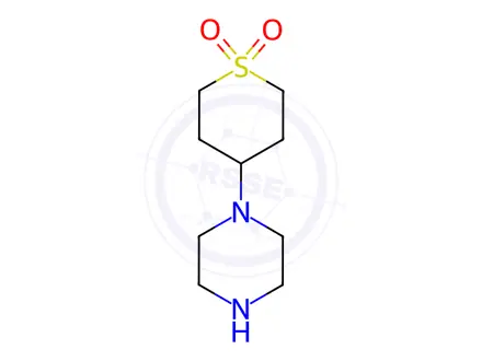 Chemical structure of 1-(1,1-dioxidotetrahydro-2H-thiopyran-4-yl)piperazine,2HCL