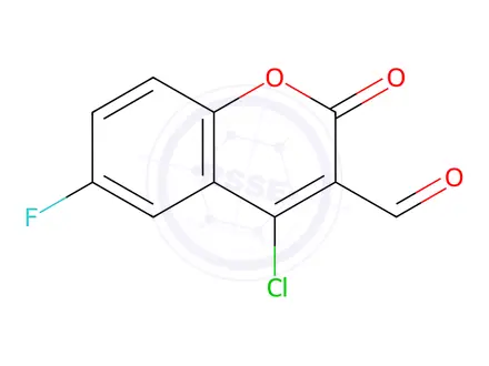 Chemical structure of 4-Chloro-6-fluoro-2-oxo-2H-chromene-3-carboxaldehyde