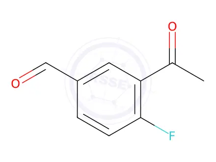 Chemical structure of Benzaldehyde, 3-acetyl-4-fluoro-(9CI)
