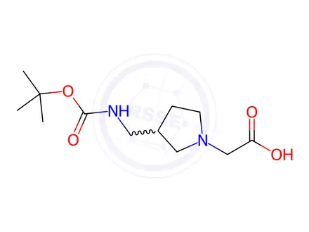 Chemical structure of 2-(3-(((tert-Butoxycarbonyl)amino)methyl)pyrrolidin-1-yl)acetic acid