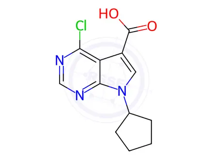 Chemical structure of 4-Chloro-7-Cyclopentyl-7h-Pyrrolo[2,3-D] Pyrimidine-5-Carboxylic Acid