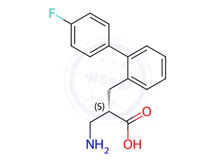 Chemical structure of (S)-3-amino-2-((4'-fluoro-[1,1'-biphenyl]-2-yl)methyl)propanoicacid