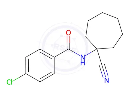 Chemical structure of 4-Chloro-N-(1-cyanocycloheptyl)-benzamide