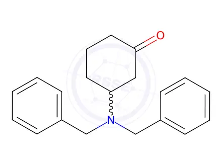 Chemical structure of Cyclohexanone, 3-[bis(phenylmethyl)amino]-
