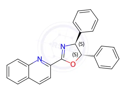 Chemical structure of Quinoline, 2-[(4S,5S)-4,5-dihydro-4,5-diphenyl-2-oxazolyl]-