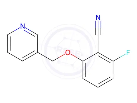 Chemical structure of Benzonitrile, 2-fluoro-6-(3-pyridinylmethoxy)-