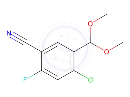 Chemical structure of Benzonitrile, 4-chloro-5-(dimethoxymethyl)-2-fluoro-
