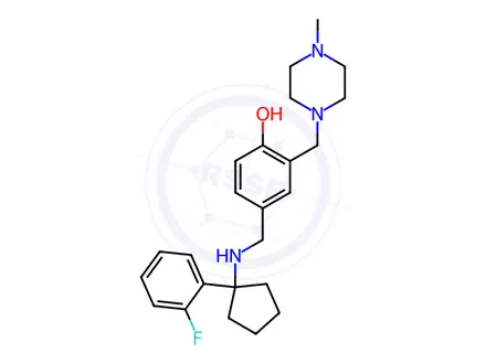 Chemical structure of 4-​[[[1-​(2-​Fluorophenyl)​cyclopentyl]​amino]​methyl]​-​2-​[(4-​methyl-​1-​piperazinyl)​methyl]​phenol Hydrochloride