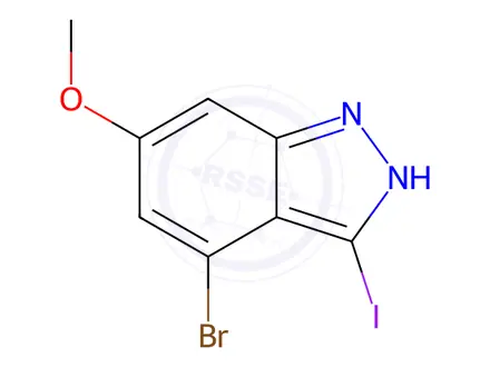 Chemical structure of 4-Bromo-3-iodo-6-methoxy-1H-indazole