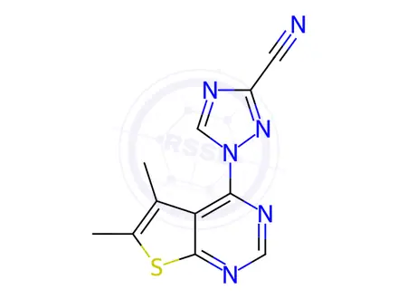 Chemical structure of 1-(5,6-Dimethylthieno[2,3-d]pyrimidin-4-yl)-1h-1,2,4-triazole-3-carbonitrile
