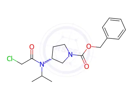 Chemical structure of Benzyl 3-(2-chloro-N-isopropylacetamido)pyrrolidine-1-carboxylate
