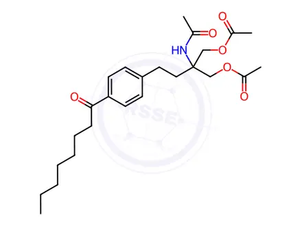 Chemical structure of 2-Acetamido-2-(4-octanoylphenethyl)propane-1,3-diyl diacetate