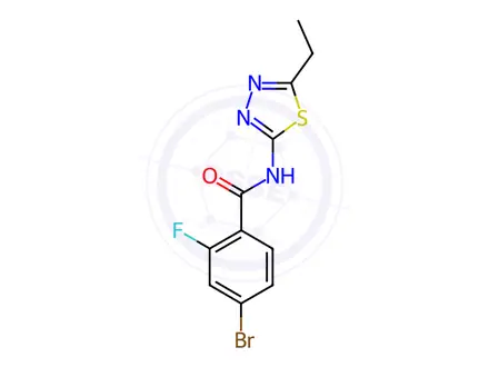 Chemical structure of 4-Bromo-N-(5-ethyl-1,3,4-thiadiazol-2-yl)-2-fluorobenzamide
