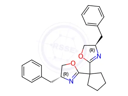 Chemical structure of (4R,4'R)-2,2'-Cyclopentylidenebis[4,5-dihydro-4-(phenyl methyl)oxazole],99%e.e.