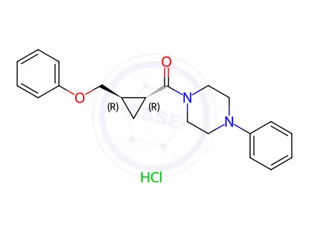 Chemical structure of Piperazine, 1-((2-(phenoxymethyl)cyclopropyl)carbonyl)-4-phenyl-, mono hydrochloride, trans-
