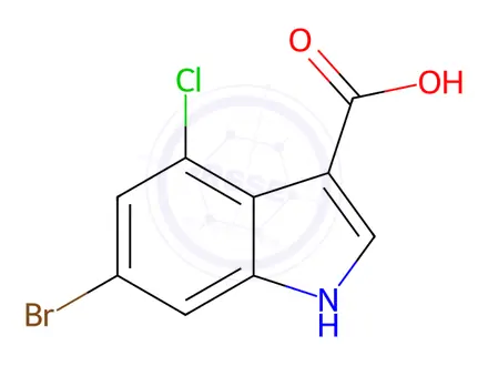 Chemical structure of 6-Bromo-4-chloro-1H-indole-3-carboxylic acid
