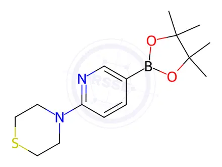 Chemical structure of 4-(5-(4.4.5.5.-Tetramethyl-1,3,2-dioxaborolan-2-yl)pyridin-2-yl)thiomorpholine